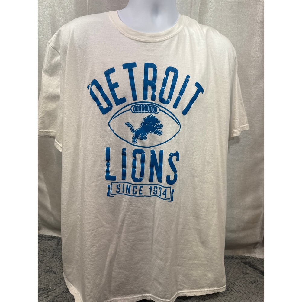 CSA Detroit Lions NFL Graphic T-Shirt Mens 2XL White Distressed Football Tee